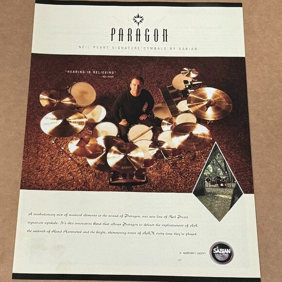Neil Peart of RUSH - Sabian Cymbals - Paragon - 2004 Print Advertisement - Picture 1 of 1